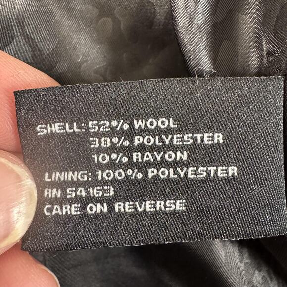 Guess Coat Womens Large Black Wool Blend Toggle Duffle Mid Length Lined Winter - Picture 9 of 13